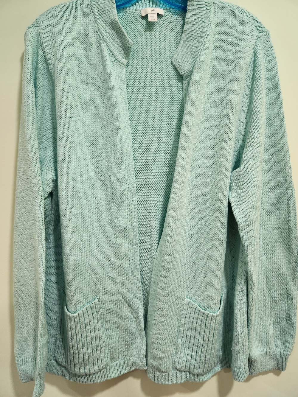 J. Jill Light Aqua Open-Front Knit Cardigan